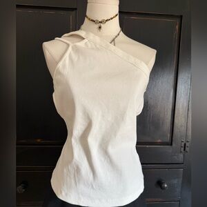 Maeve White Asymmetrical Women's Top